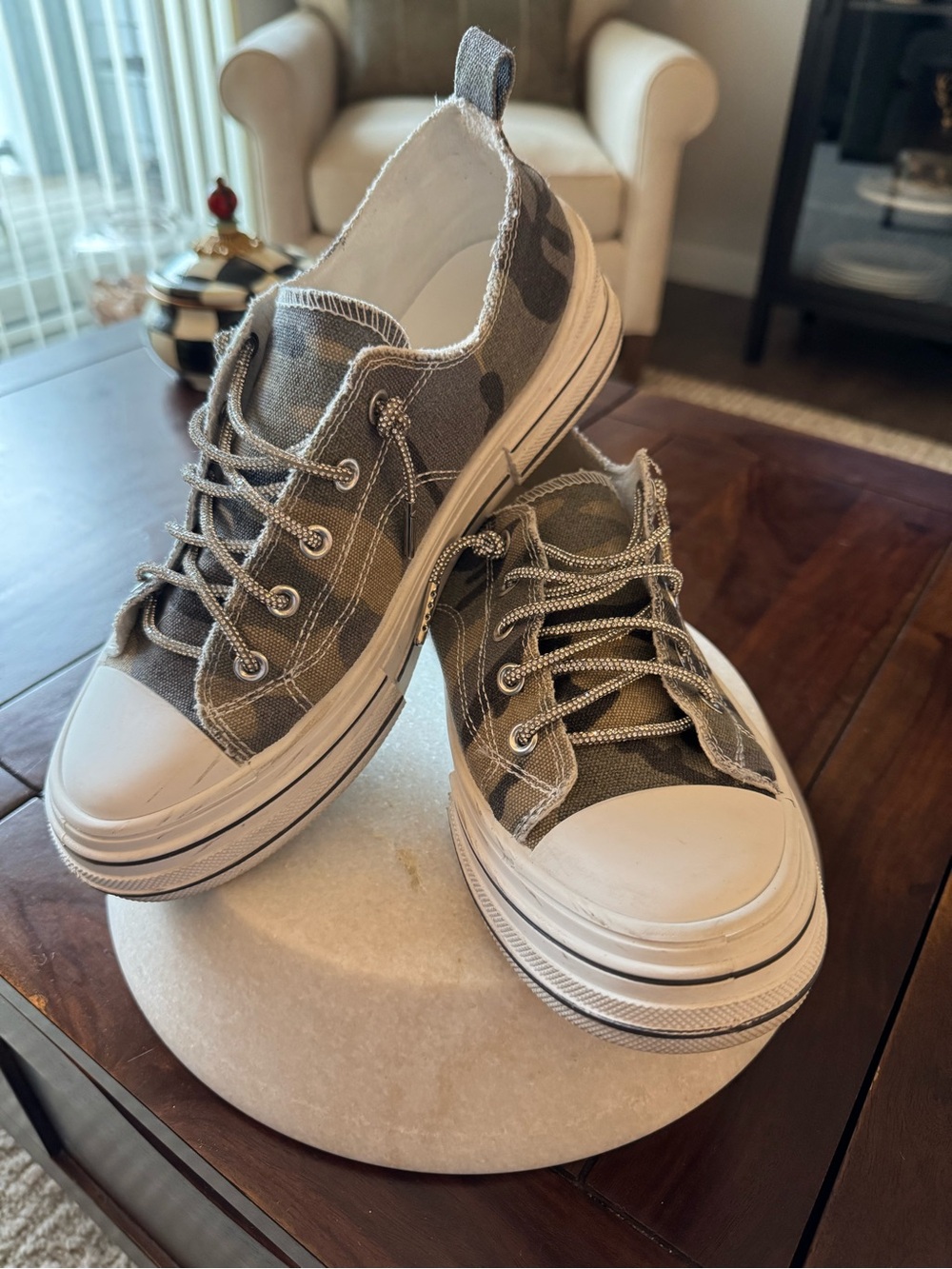 Ladies Very G Khaki Camo Canvas Sneakers